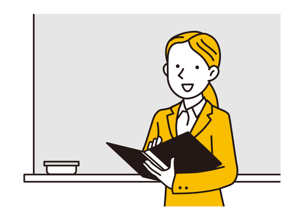 家庭教師のアルバイトの研修会を表したイラスト画像