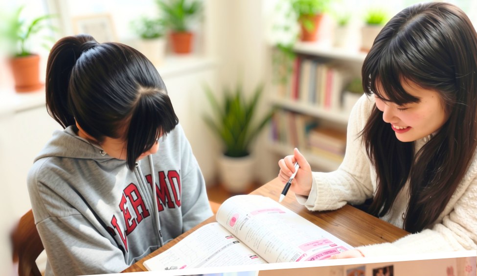 対面で中学生に教える先生